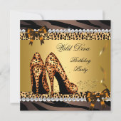 Invitation Wild Diva Leopard Zebra Hi Heels Anniversaire Part (Devant)