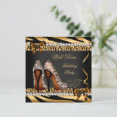 Invitation Wild Diva Leopard Zebra Hi Heels Birthday Party 3a (Debout devant)