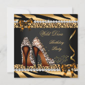 Invitation Wild Diva Leopard Zebra Hi Heels Birthday Party 3a (Devant)