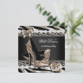 Invitation Wild Diva Zebra Beige High Talons Anniversaire (Debout devant)