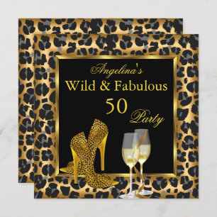 Invitation Wild & Fabial Gold Leopard High Heels Anniversaire