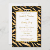Invitation Wild & fabuleux Gold Black zèbre photo Anniversair (Devant)