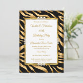 Invitation Wild & fabuleux Gold Black zèbre photo Anniversair (Debout devant)