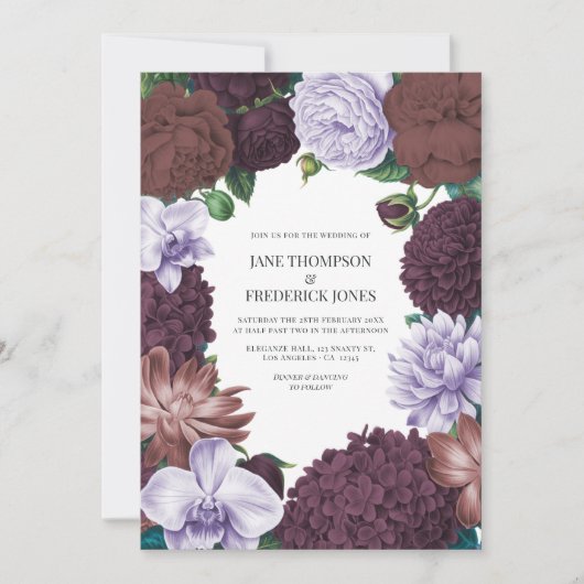 Invitation Wild Fig, Cocoa Rose & Soft Lavender Wedding (Devant)