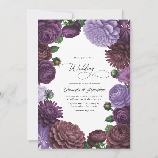 Invitation Wild Fig, Cocoa Rose & Soft Lavender Wedding (Devant)