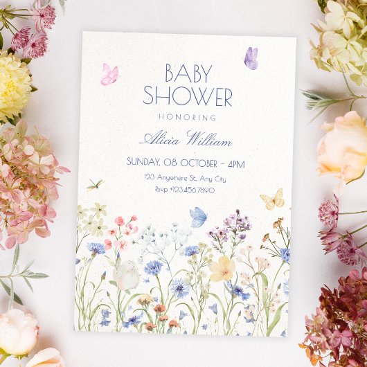 Invitation Wild flowers baby shower