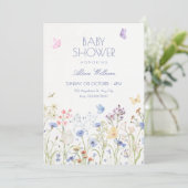 Invitation Wild flowers baby shower (Debout devant)