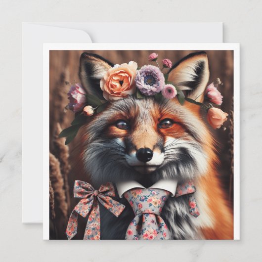 Invitation Wild fox wearing a tie cute  (Devant)