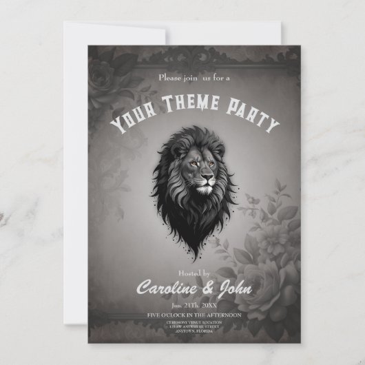 Invitation Wild Grace : portrait saisissant d'un lion (Devant)