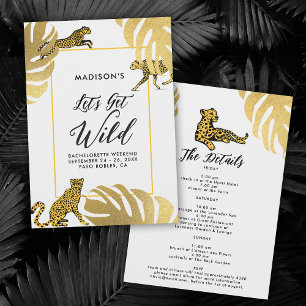 Invitation Wild Jungle Cheetah Gold Bachelorette Itinéraire