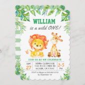 Invitation Wild Jungle Safari 1er Garçon Première fête d'anni (Devant / Derrière)