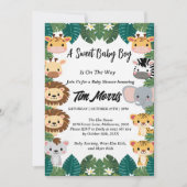 Invitation Wild Jungle Safari bébé garçon douche (Devant)