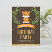 Invitation Wild Jungle Safari mignon bébé Tigre fête d'annive (Debout devant)