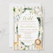 Invitation Wild Jungle Wreath Safari Animaux Baby shower Garç (Devant)