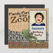 Invitation Wild Lizzard Safari Zoo Anniversaire Photo Invitat (Devant / Derrière)