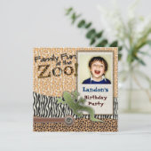 Invitation Wild Lizzard Safari Zoo Anniversaire Photo Invitat (Debout devant)