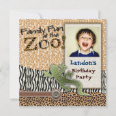 Invitation Wild Lizzard Safari Zoo Anniversaire Photo Invitat (Devant)