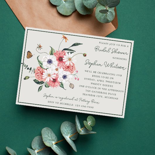 Invitation Wild Love Fleur sauvage Boho Floral Fête des marié