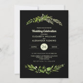 Invitation Wild Meadow Green Mariage botanique noir (Devant)