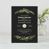 Invitation Wild Meadow Green Mariage botanique noir (Debout devant)