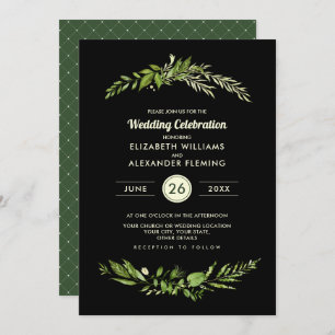 Invitation Wild Meadow Green Mariage botanique noir