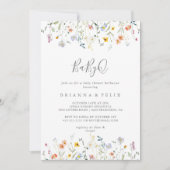 Invitation Wild Multicolor Floral BabyQ Baby shower Barbecue (Devant)