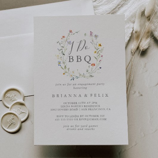 Invitation Wild Multicolor Floral I Do BBQ