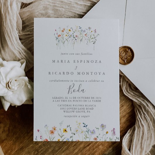 Invitation Wild Multicolor Floral Mariage espagnol