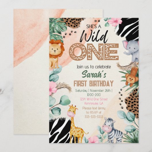 Invitation Wild One  (Devant / Derrière)