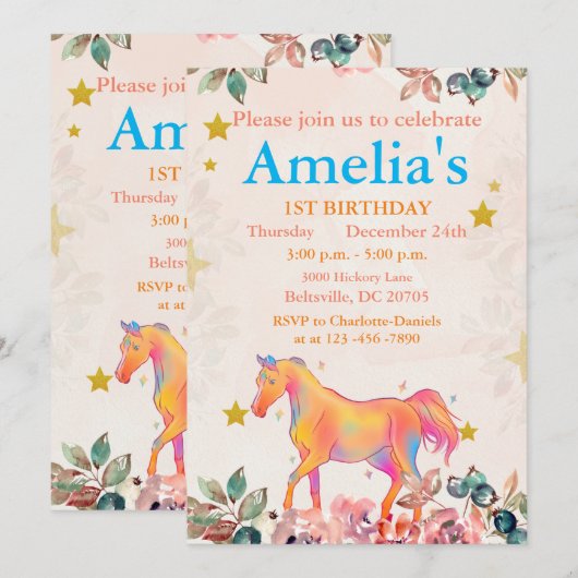 Invitation Wild One 1er anniversaire (Devant / Derrière)