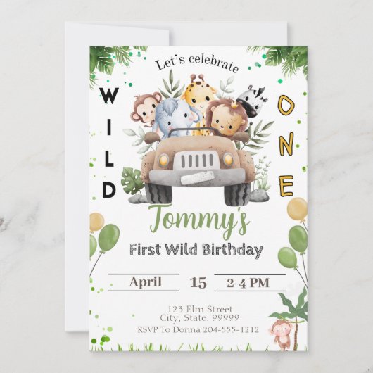 Invitation Wild One 1er anniversaire (Devant)