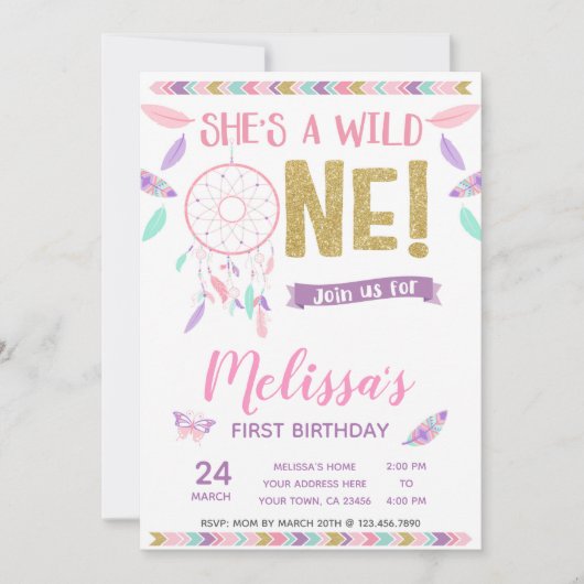 Invitation Wild One 1er anniversaire (Devant)