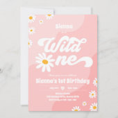 Invitation Wild One 1er anniversaire fête Boho Floral Daisy (Devant)