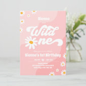 Invitation Wild One 1er anniversaire fête Boho Floral Daisy (Debout devant)