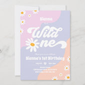 Invitation Wild One 1er anniversaire fête Boho Floral Daisy (Devant)
