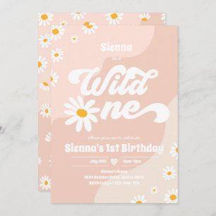 Invitation Wild One 1er anniversaire fête Boho Floral Daisy