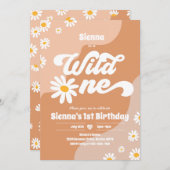 Invitation Wild One 1er anniversaire fête Boho Floral Daisy (Devant / Derrière)