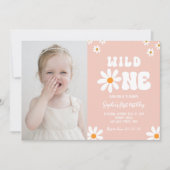 Invitation Wild One 1er anniversaire fête Daisy Boho Photo (Devant)