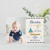 Invitation Wild One 1er anniversaire fête garçon Tribal Marin (Debout devant)