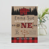 Invitation Wild One 1er anniversaire Flannel Little Bear Anni (Debout devant)