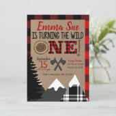 Invitation Wild One 1er anniversaire Flannel Lumberjack Anniv (Debout devant)