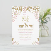 Invitation Wild One 1ère fille d'anniversaire rose et or (Debout devant)