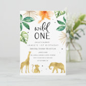 Invitation Wild One 1st Birthday Invitation, Safari Jungle (Debout devant)