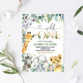 Invitation Wild One 1st Gold Jungle Animaux Anniversaire