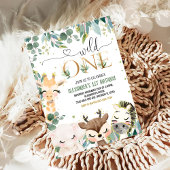 Invitation Wild One 1st Gold Jungle Animaux Anniversaire