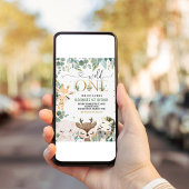 Invitation Wild One 1st Gold Jungle Animaux Anniversaire