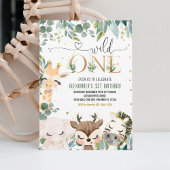 Invitation Wild One 1st Gold Jungle Animaux Anniversaire