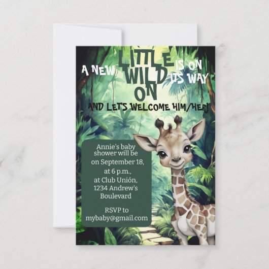 Invitation Wild One Adventure : Baby shower à thème Safari (Devant)