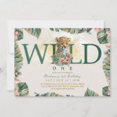 Invitation Wild One Animal Guepard Baby Boy 1er anniversaire (Devant)