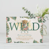 Invitation Wild One Animal Guepard Baby Boy 1er anniversaire (Debout devant)